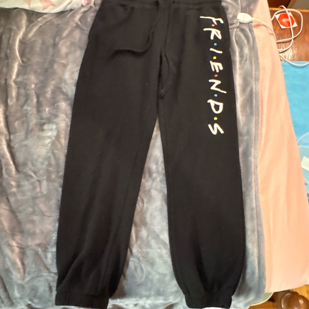 FRIENDS Black Kids Joggers with Multicolor Print